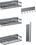 Multifunctional Magnetic Shelf for Washing Machine, Refrigerator, Microwave, and Any Metal Surface, Powerful Magnetic Shelves Include Magnetic Paper Towel Holder, Unique Hollow Design (5 pcs - Grey)