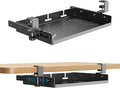 Sliding No Drill Under Desk Laptop Mount, Metal Under Desk Storage Shelf with Cable Management, Slide Out Laptop Storage Tray for MacBook, Mac Mini, Fits Office Workstations(Black with slid rail)