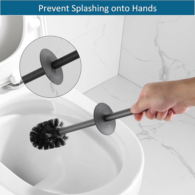 BVL Toilet Brush and Holder 2 Pack for Two Bathrooms, Matte Black | Two complete freestanding sets equip a main bath and guest bath, or two bathrooms in one home, apartment or rental.