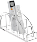 DINGHUO Acrylic 5 Compartments Remote Control Holder, Multi-functional Bedside Couch Living Home TV Remote Holder, Clear Desk Caddy Makeup Pen Organizer for Office Supplies Glasses Media Player