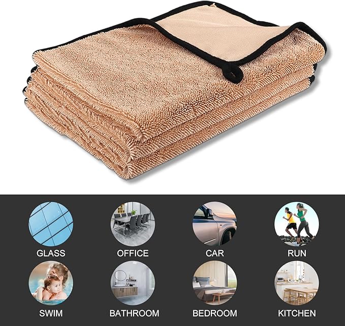 Longzhuo 3 Pack Microfiber Bath Towels, 15.7 x 15.7 Inches Microfiber Cleaning Cloth Towel Super Absorbent Microfiber Bath Towels, Streak Free Glass Window Car Mirror Bathroom, Perfect for Daily Use