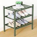 Smiry Bamboo Shoe Rack for Closet, 3 Tier Small Wooden Shoe Organizer, Stackable Wood Shoe Storage Shelf for Entryway, 14 Vertical Slats, One-piece Heavy-Duty Legs, 17.32"x11.02"x18.31", Green