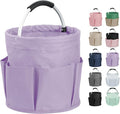 17L Purple Shower Caddy for Women, Foldable Cleaning Caddy with Handle and 6 Pockets, 600D Oxford Fabric Garden Tool Bag, Multifunctional Storage Basket for College, Dorm, Family, Purple
