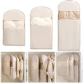 3PCS Space Saving Hanging Garment Bag with Self Compression Zipper, Compression Space Saver Closet Storage Organizers, Dust Cover Clothes Bags for Down Coat (Beige,M+L+XL)