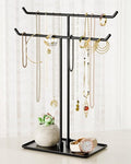 bussdis Necklace Holder Stand,Metal Jewelry Organizer for Home Decor,Black | Modern Design,Easy Assembly,Non-Slip EVA Pads,Gift for Woman,Necklace Display for Bedroom,Vanity and Dresser