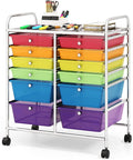 BECOMFORT 12-Drawer Rolling Cart with Drawers, Storage Cart on Wheels, Teacher Classroom Organizers with Metal Frame, Mobile Craft Cart, Trolley Utility Cart for School Office Play Room
