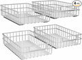 Pull out Cabinet Organizer, Stainless Steel 4-Pack (11.8"W x 21"D) Full-Extension Slide out Drawer, Adhesive Roll out Can Spice Storage Basket Shelf Rack for Pantry, Kitchen, Bathroom, Home Closet