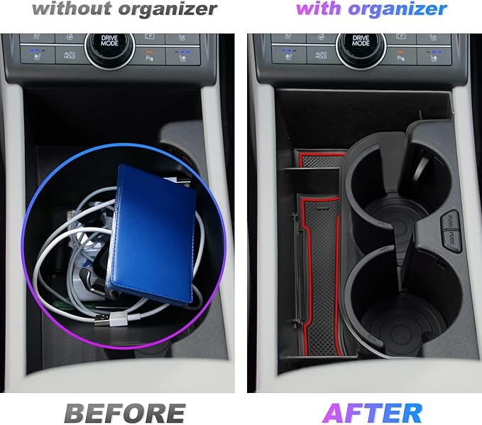 SXCY Fit for 2024 2025 2026 Hyundai Kona Center Console Organizer for 2024-2026 Hyundai Kona SEL Conv./ N-line Limited Accessories Console Organizer Tray 2024+ Kona Cupholder Console Organizer Red
