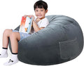 Lukeight Stuffed Animals Storage Bean Bag Chair Cover Only (Ships Empty, No Filling) - Velvet YKK Zipper Beanbag Cover for Kids and Big kids, Washable Plush Toy Organizer, X-Large 30" D x 18" H