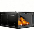 1 Pack Black Drop-Front Sneaker Box with Magnetic Door, Stackable Shoe Organizer for Closet or Room, Fits up to Size 13 – 13.5 x 10.55 x 7.5 In