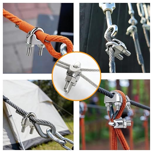 40Pcs 1/4 inch 304 Stainless Steel Wire Rope Cable Clamp,M6 Wire Rope Clips U Bolt Saddle Fastener for Tent Ropes and Rigging Rope