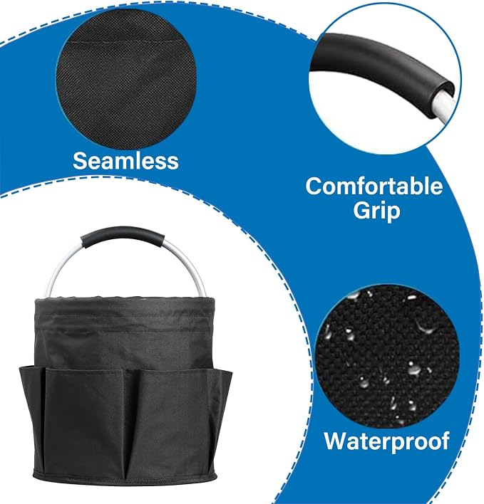 17L Foldable Storage Basket Cleaning Caddy with Handle Portable Multi Cleaning Bucket Bag for Home, Garden, Outdoor Camping