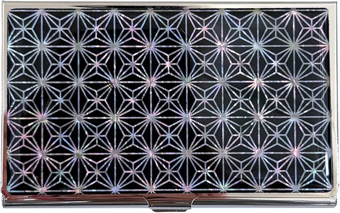 Mother of Pearl Business Card Case Credit Id Name Holder Travel Wallet Art Painting Design Metal Stainless Steel Engraved Slim Purse Pocket Cash Money Wallet (N-Mum Bold)
