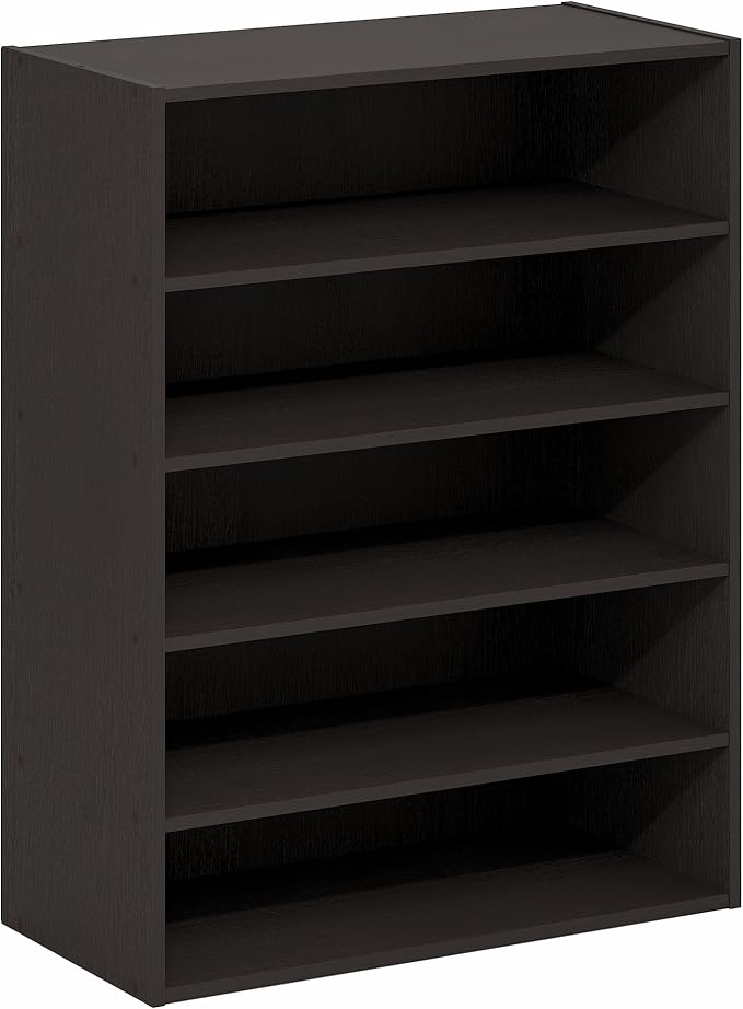 Furinno FANO 5-Tier Shoe Rack, Stackable Shoe Organizer, Dark Oak | 11.4 x 24.2 x 31.5, Shoes Storage, for Closet Entryway, Office, Garage