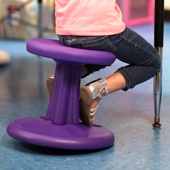KORE DESIGN Wobble Stool Chair, Girls + Boys Kid Desk Stools, Ergonomic Small Office Chairs, Flexible Seating Active Kids, ADD/ADHD, Classroom, School, Home, Pre-Teen (18.7in), Age 10-11 yr, Dark Blue