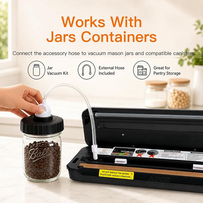 MEGAWISE 2025 Powerful Vacuum Sealer Machine | Compact Design | One-Touch Automatic | Seal in 10-20 Seconds | Dry, Moist, Wet, and Cold Modes | With 10 Vacuum Bags & Built-in Cutter
