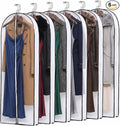 6 Pack 60" Clear Garment Bags for Hanging Clothes,4" Gusseted Suit Bags for Closet Storage Non-woven Back,Long Hanging Clothes Storage Suit Cover Bags with Zipper for Coats,Jackets,Shirts