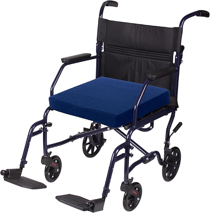 Carex Transport Wheelchair with Cushion, 19 inch Seat - Folding Transport Chair with Foot Rests