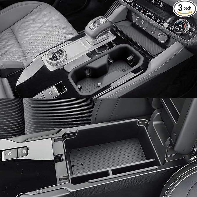 CDEFG 3Pcs for 2025 2026 Mitsubishi Outlander Center Console Organizer for 2025 2026 Mitsubishi Outlander Accessories Middle Console & Wireless Charging Cover & Cup Holder(for Gas Version Only)