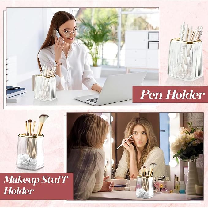 Clear Plastic Pen Holder for Desk, Pencil Organizer Cup for Desk & Office | Pencil Holder,Makeup Brush Cup and Pen Cup Pencil Caddy for Home, Art Supplies and Desktop Organization