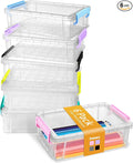 Sooez 6 Pack Extra Large Pencil Box, Plastic Hard Pencil Case Crayon Box Bulk, Clear Marker Organizer Plastic Containers with Lid, Stackable Storage Boxes for Art Craft, Back to School Supplies, Multi