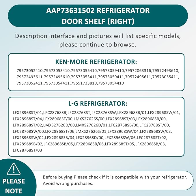 AAP73631502 Refrigerator Door Bin RIGHT Compatible for L-G,Ken-more | Elite Refrigerator Shelf-2Packs LFX28968ST Door Bin AP5673810,2652330,AAP72909218-by MIFLUS
