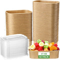 Maxdot 50 Pack 17 oz Disposable Food Containers with Lids Paper Food Containers Bowls for Meal Prep, Salad, Ice Cream, Yogurt, Soup Bowls Party Leftover Box