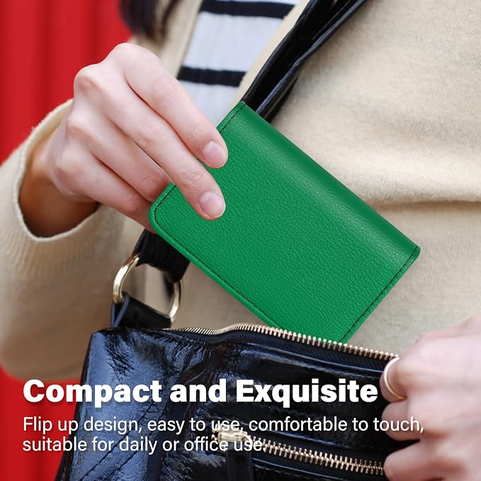 Business Card Holder，PU Leather Business Card Case Color Printing Pattern Card Holder Wallet，Pockets Magnetic Credit Card Holders for Men and Women - Dark Green