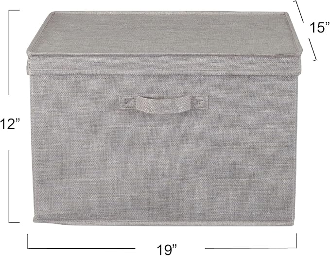 Household Essentials Large Storage Bin with Lid, Sturdy Sides and Base with Front Handle, Silver