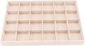 Large Velvet Jewelry Tray, Drawer Organizer for Jewelry in Dresser, Stackable Jewelry Drawer Organizer Inserts for Earring Necklace Bracelet Rings(Beige,24grid)
