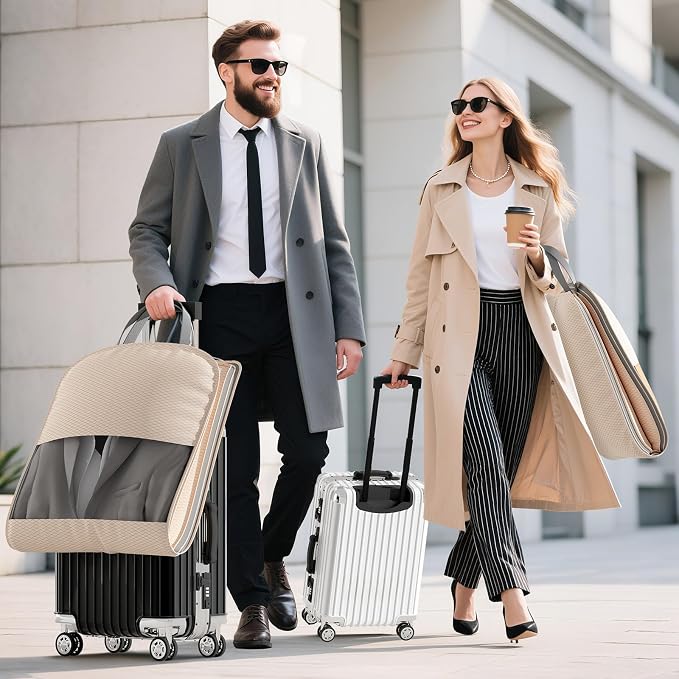 DIMJ 2 Pack 54" Space Saving Garment Bags for Hanging Clothes With Compression Zipper Carry Handles and Window, Washable Suit Bag for Dress, Clothes, Coats, Down Jacket, Closet Storage, Moving, Travel