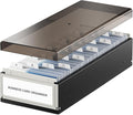 MaxGear Business Card Holder for Desk, Capacity: 800 Cards (3.5” x 2.2”) | Large Plastic Business Card Organizer Box, Credit Cards Holder File Box Storage, A-Z Tabs, Metal Structure, Black