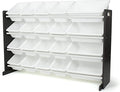 Humble Crew Toy Storage Organizer with 20 Removable Storage Bins for Kids Playroom, 4-Tier Toddler Toy Organization and Storage, Espresso/White