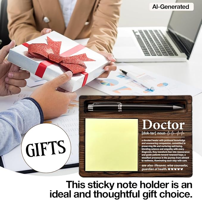 Doctor Appreciation Gifts for Women Men, Thank You Gifts for Doctors Birthday Christmas Graduation, Doctor Definition Self-Stick Note Pad Holders Office Decor