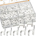 mankk 630PCS Steel Nail Cable Clips 4/5/6/8/10mm Round & 5/6mm Square | cable tacks for CAT6 RJ45 RG6 RG59 ethernet coax cords, white wall mounting clips
