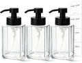 Foaming Soap Dispenser, 12oz/350ml Glass Foaming Hand Soap Dispenser Set, 3Pcs Refillable Foam Soap Dispenser With Foaming Pump, Labels, Square Foam Soap Hand Dispenser For Bathroom, Kitchen
