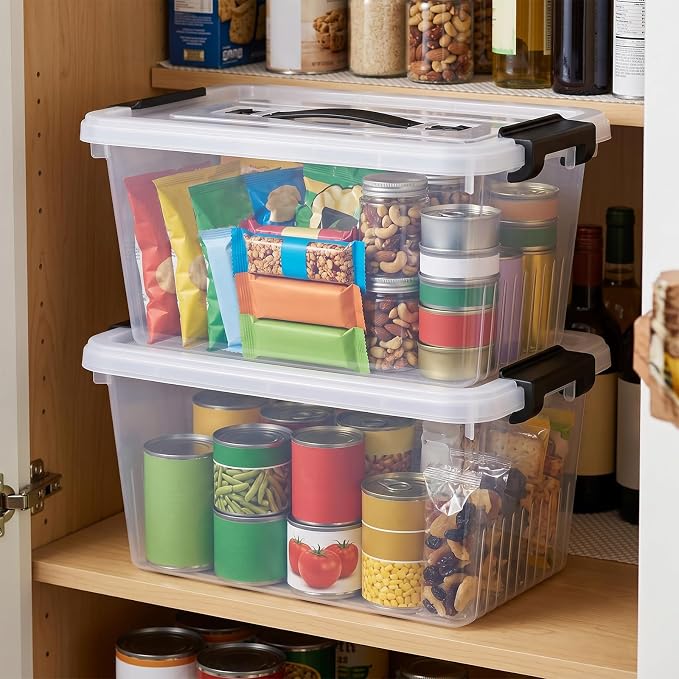 Storage Bins with Lids 6 Pack 7Qt Clear Stackable Organizer Containers