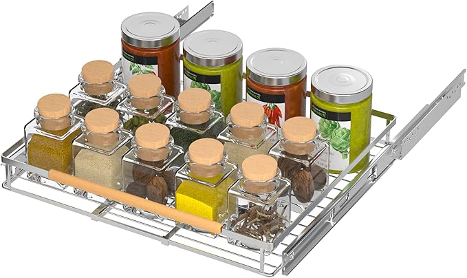 iPEGTOP 2 Pack Pull Out Cabinet Drawer Shelf Organizer, Extendable Sliding Slide Out Pantry Shelves Storage Heavy Duty for Kitchen Cabinets Under Sink, Adjustable Width 23.1~39.9" W x 22.4" D