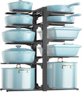 MUDEELA Pots and Pans Organizer Rack under Cabinet 23.62" Height, 10-Tier Adjustable Heavy Duty Pot and Pan Organizer Rack inside Cabinet for Kitchen Organizer Cast-iron Pans, Heavy Cookware