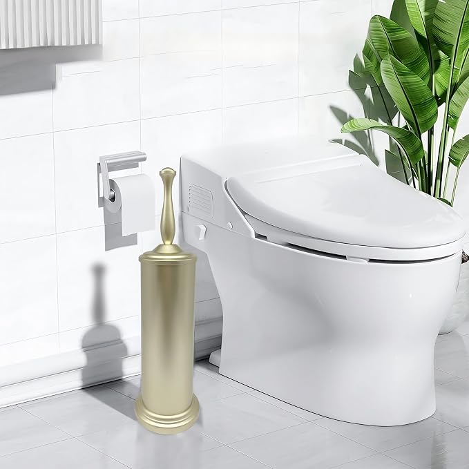 Satin Matte Soft Gold Toilet Bowl Brush with Holder, Durable Bathroom Cleaning Tool, Modern Design for Easy Toilet Maintenance, Bathroom Cleaner Brush for Efficient Cleaning and Hygiene