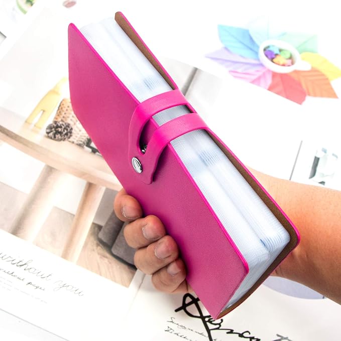 Padike RFID Credit Card Holder Business Card Organizer Business Card Holder, with 96 Card Slots Credit Card Protector for Managing Your Different Cards to Prevent Loss or Damage (Rose red)