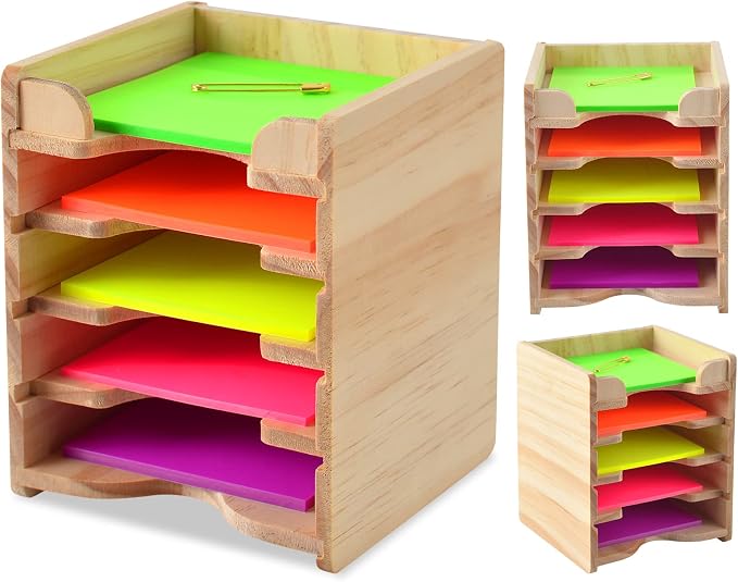 Sticky Note Holder Sticky Note Organizer 3”x3” Wood Sticky Notes Holder Desktop Non Sticky Notes Sticky Notepad Organizer for Office Home School Desk Accessories Stationery Supplies Organizers