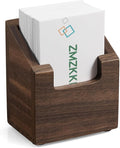 Walnut Wood Business Card Holder for Desk - Vertical Business Card Display Stand - Wooden Business Card Organizer for Office Tabletop Desktop