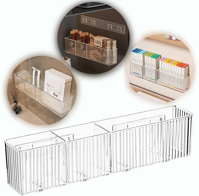 2 Pack Wall Mount Marker Organizer,Art Caddy Floating Makeup Organizer,Clear Floating Shelves Acrylic Wall Storage for Office,Medicine Cabinet Door Organizer and Storage,No Drill