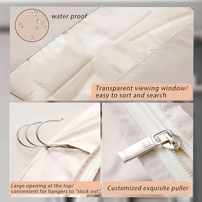 2025 Space Saving Hanging Garment Bag with Self Compression Zipper, Transparent Visibility Space Saving Hanging Protector for Down Coat with Self Compression Zipper (Large)