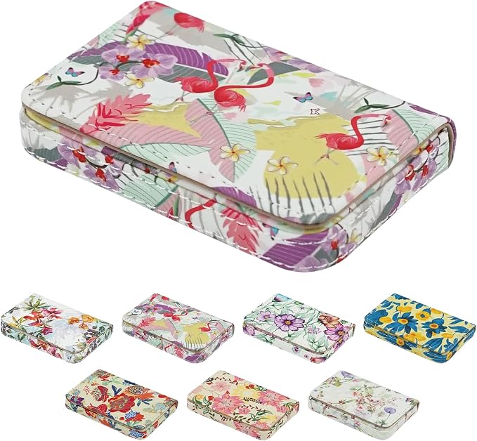Business Card Holder，PU Leather Business Card Case Color Printing Pattern Card Holder Wallet，Pockets Magnetic Credit Card Holders for Men and Women - Rose Flowers
