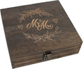 Mr and Mrs Wedding Memory Box- Wooden Keepsake Box with Lid for Couples, Rustic Storage Box for Cards, Photos & Mementos, Wedding Anniversary & Engagement Gift- 8.5 x 8 x 2.4 Inches