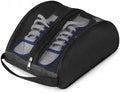 Golf Shoe Bag with Full Top Mesh Ventilation, Zippered Sports Shoe Carrier for Travel, Fits up to Size 13 Men Women (Black)