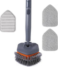 CLEANHOME Tub Tile Scrubber Brush for Cleaning Shower Tile Floor,Bathtub | 3 Different Function Cleaning Pads,56" Extendable Long Handle,No Scratch