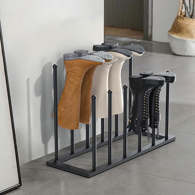 Urban Deco Free Standing Shoe Racks, Boot Organizer for Tall Boots, Black Metal Boot Rack Fit for 6 Pairs, Shoe Organizer for Dorm Room, Closet, Entryway (Black-6pairs)